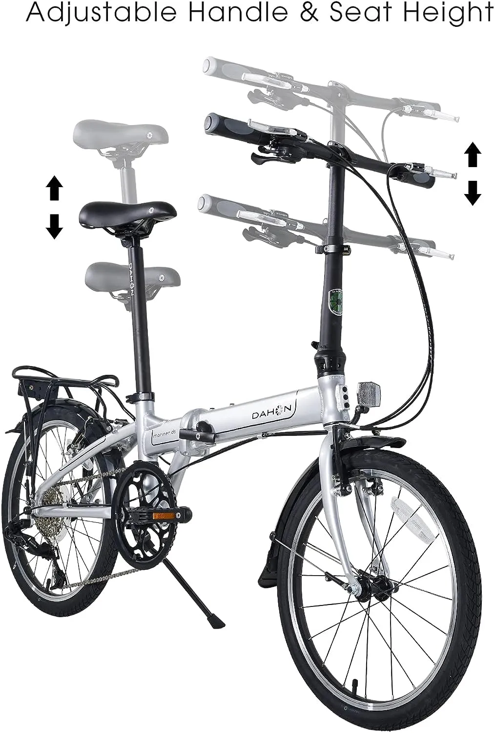 Dahon Mariner D8 Folding Bike, Lightweight Aluminum Frame; 8-Speed Gears; 20” Foldable Bicycle for Adults