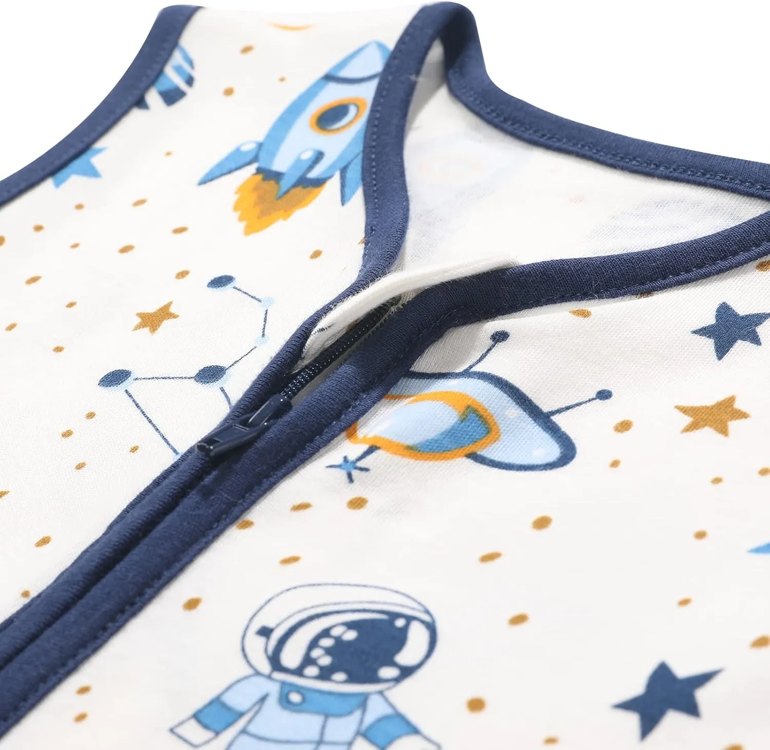 DaysU Baby Sleep Sack 12-18 Months 100% Cotton, Baby Boy Wearable Blanket 2-Way Zipper TOG 0.5, Breathable Lightweight Baby Sleeping Bag 2 Pack, Blue Space, Large