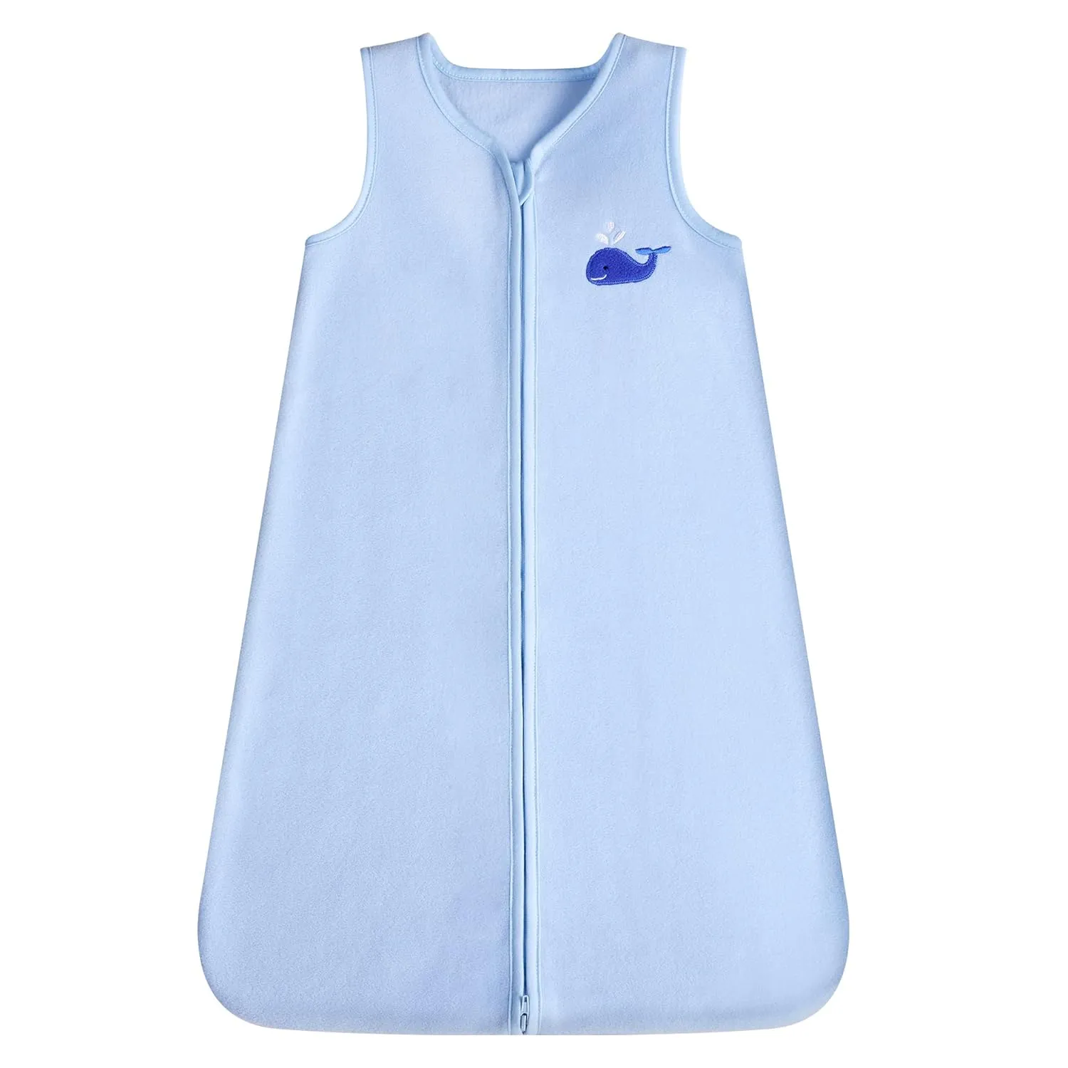 DaysU Micro Fleece Baby Sleep Sack 1.0 TOG, Baby Wearable Blanket 18-24 Months Sleeveless with 2-Way Zipper, Sleeping Bag for Baby Unisex, 1 Pack, Light Blue Whale