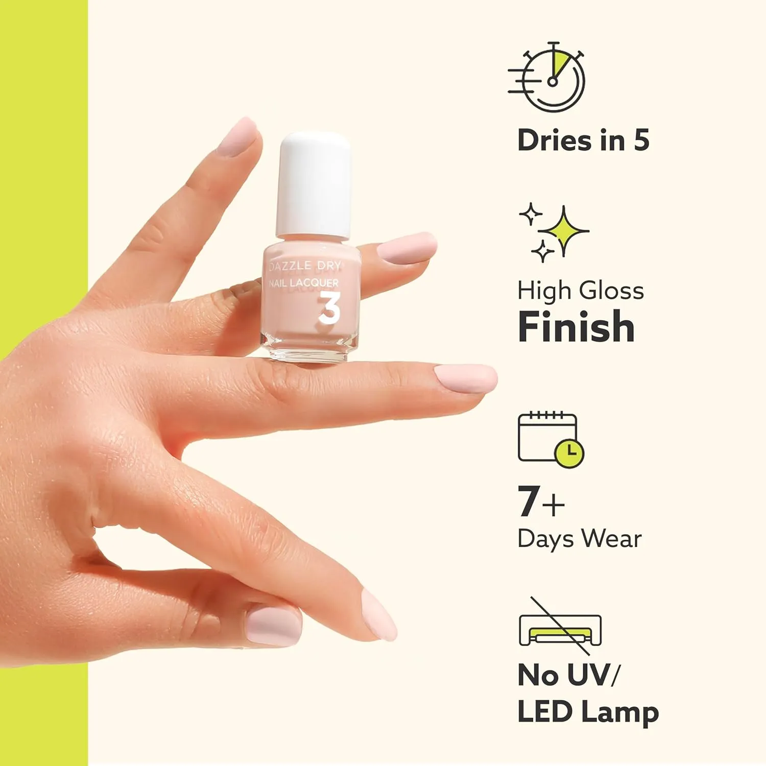Dazzle Dry Mini Kit 4 Step System - At First Blush - A pale, subtle off-white pink. Full coverage cream. (5 Piece Kit / 5 Manicures)