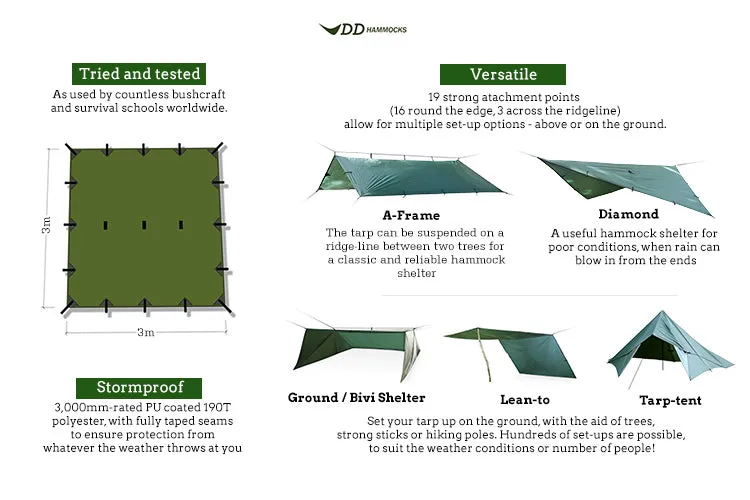 DD Hammocks Tarp 3 x 3 meter