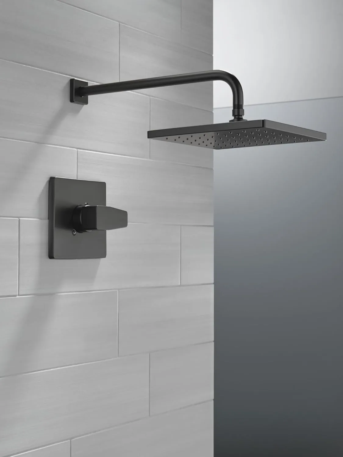 Delta Faucet Modern 14 Series Matte Black Shower Faucet, Delta Shower Trim Kit with Single-Spray Touch-Clean Black Shower Head, Matte Black T14267-BL-PP (Valve Not Included)