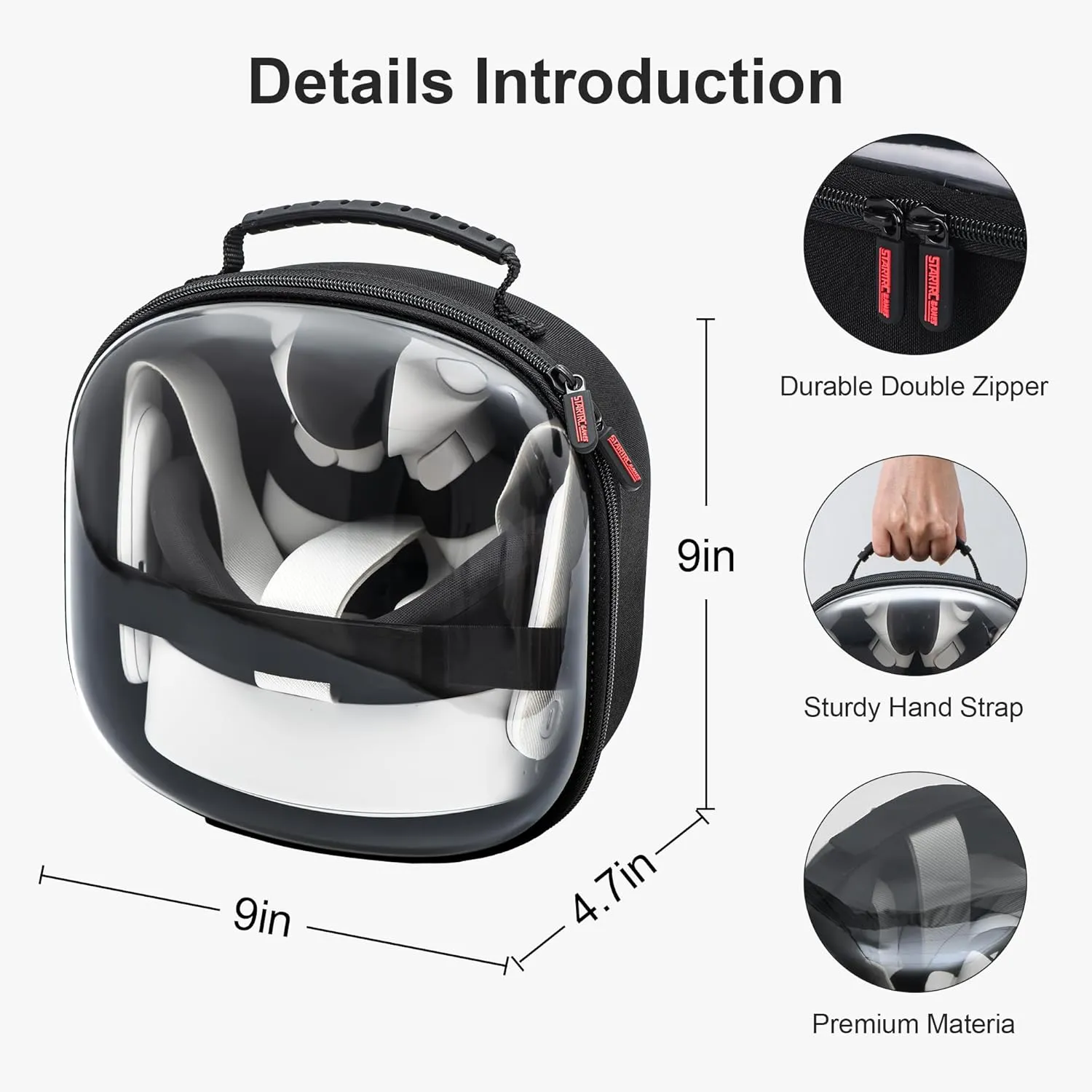 DEVASO Hard Carrying Case for Meta Quest 3/Quest 3S/Vision Pro, VR Gaming Headset and Touch Controllers Accessories Travel Case, Small Hard Shell Storage Bag for Oculus Quest 3/Quest 3S, Transparent