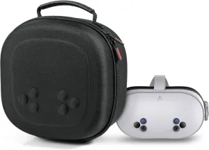 DEVASO Hard Carrying Case for Meta Quest 3/Quest 3S/Vision Pro, VR Gaming Headset and Touch Controllers Accessories Travel Case, Small Hard Shell Storage Case for Oculus Quest 3/3S/Vision Pro, Black