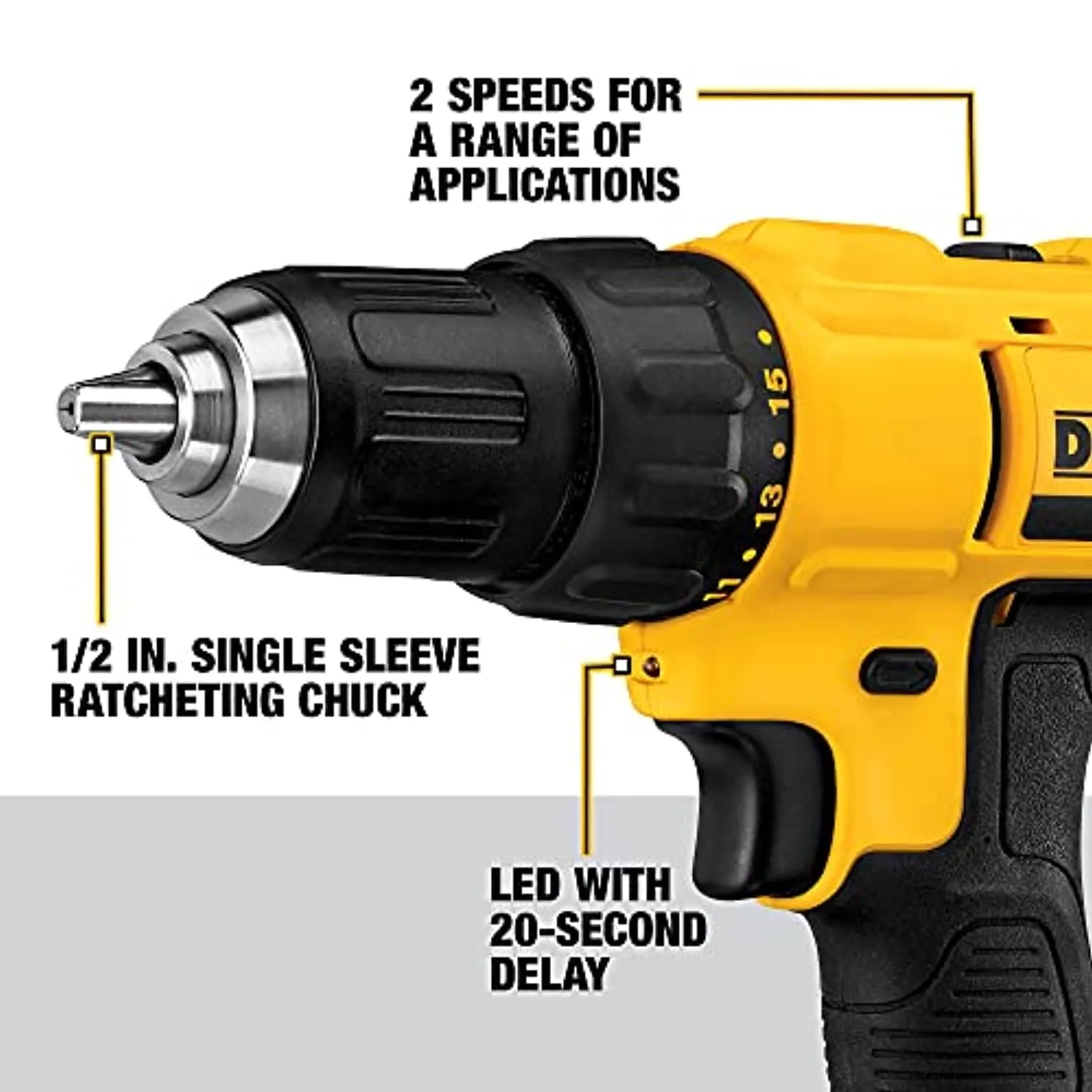 DEWALT 20V Max Cordless Drill / Driver Kit, Compact, 1/2-Inch (DCD771C2)