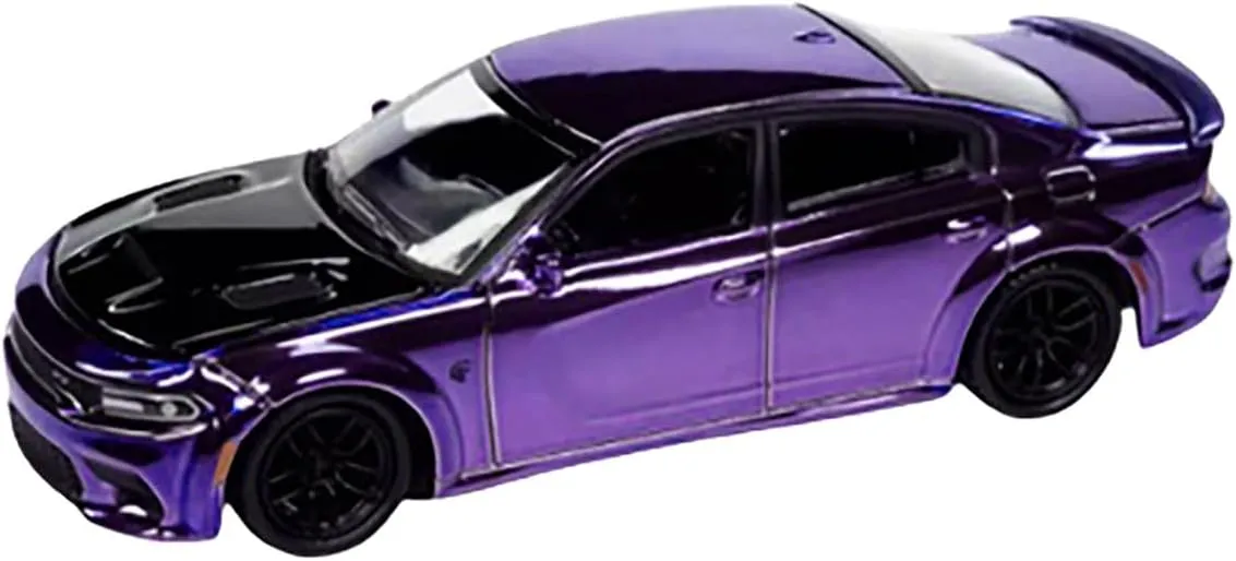 Diecast Model Car Compatible with 2021 Dodge Charger SRT Hellcat Redeye Purple Chrome with Black Hood 1/64