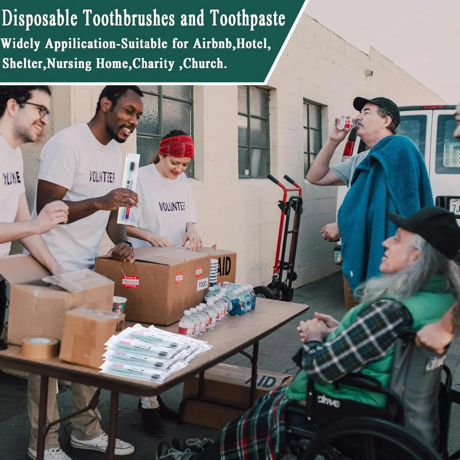 Disposable Toothbrushes with Toothpaste,60Pack Green Individually Wrapped Disposable Travel Toothbrushes Kit in Bulk for Homeless,Nursing Home,Hotel,Charity