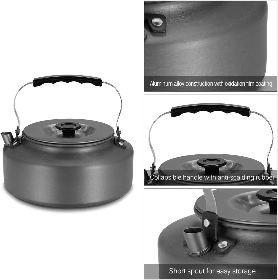 Doorslay Camping Kettle 1.6L Aluminum Tea Kettle with Carrying Bag Compact Lightweight Coffee Pot