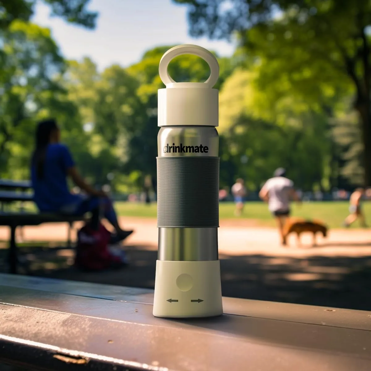 Drinkmate instaFizz Carbonating Water Bottle - Sparkles ANY Drink On the Go - 21oz Stainless Steel, BPA-Free, Wide Mouth, With Insulating Sleeve and Ten 8g CO2 Chargers (White)