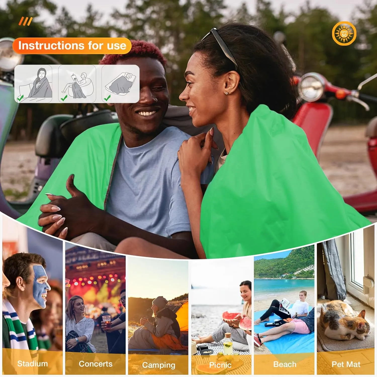 DUKUSEEK Outdoor Waterproof Blanket, Waterproof Windproof Outdoor Fleece Blanket - Large (79x56), Portable, Wearable, Warm for Outdoor Camping, Picnic, Stadium, Sports, Beach, Concerts, Car, Dogs…