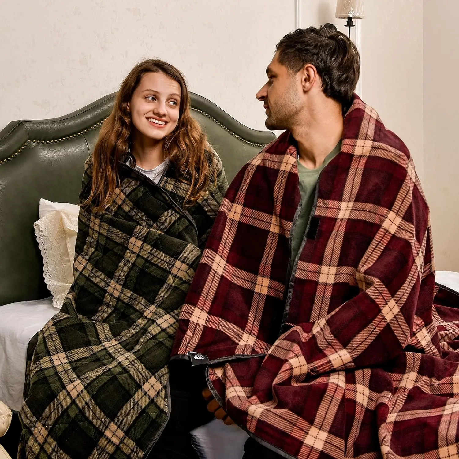 DUKUSEEK Waterproof Camping Blanket with Super Thick Fleece Lining, Large Outdoor Blanket Windproof with Foldable Hood for Camping Stadium Sporting Events,79"x 58"