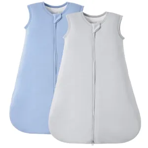 Duomiaomiao 2 Pack Buttery Soft Rayon Made from Bamboo Baby Sleep Sack 0-6 Months 1.0 TOG, Premium Baby Sleeping Bag 2-Way Zipper for Babies