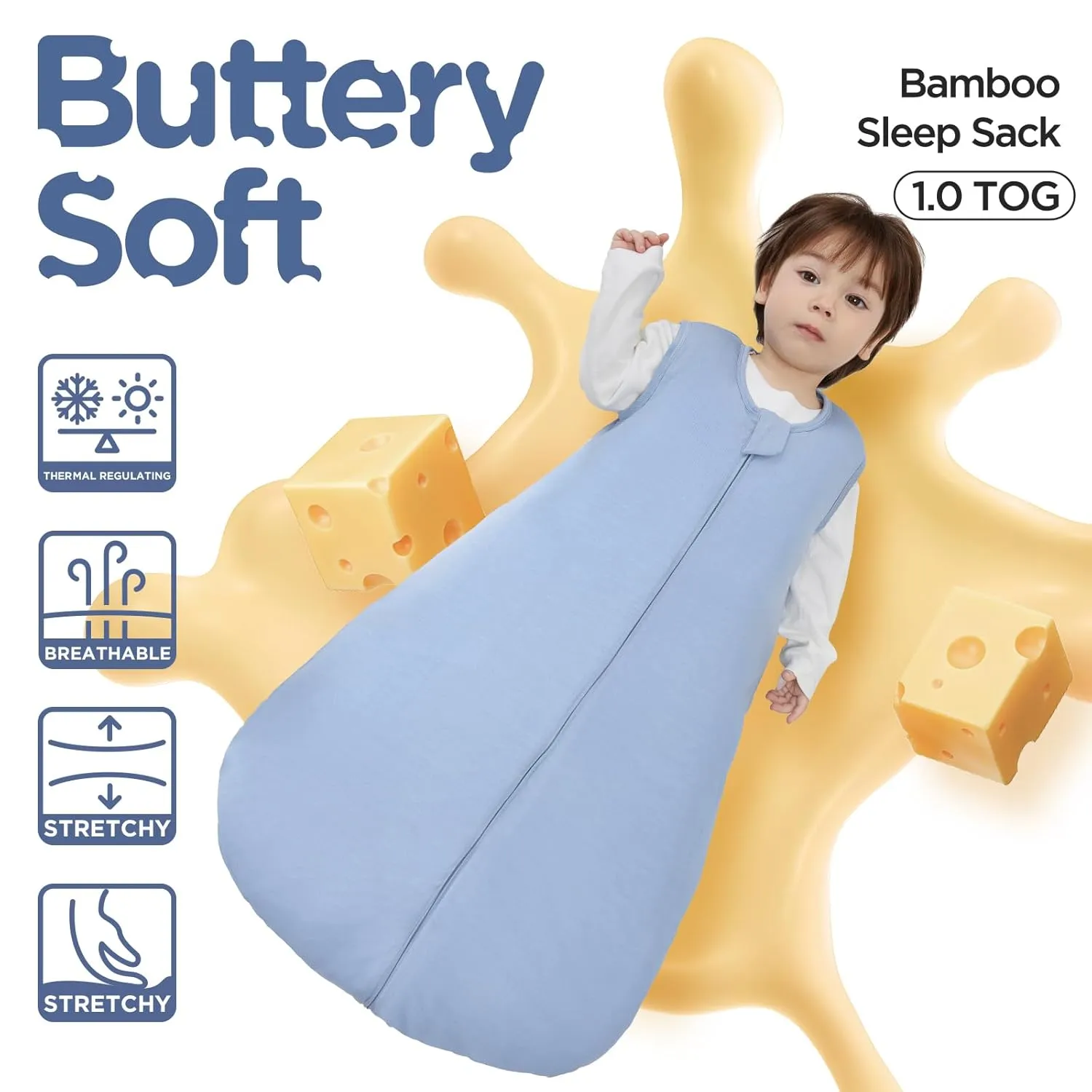 Duomiaomiao 2 Pack Buttery Soft Rayon Made from Bamboo Baby Sleep Sack 0-6 Months 1.0 TOG, Premium Baby Sleeping Bag 2-Way Zipper for Babies