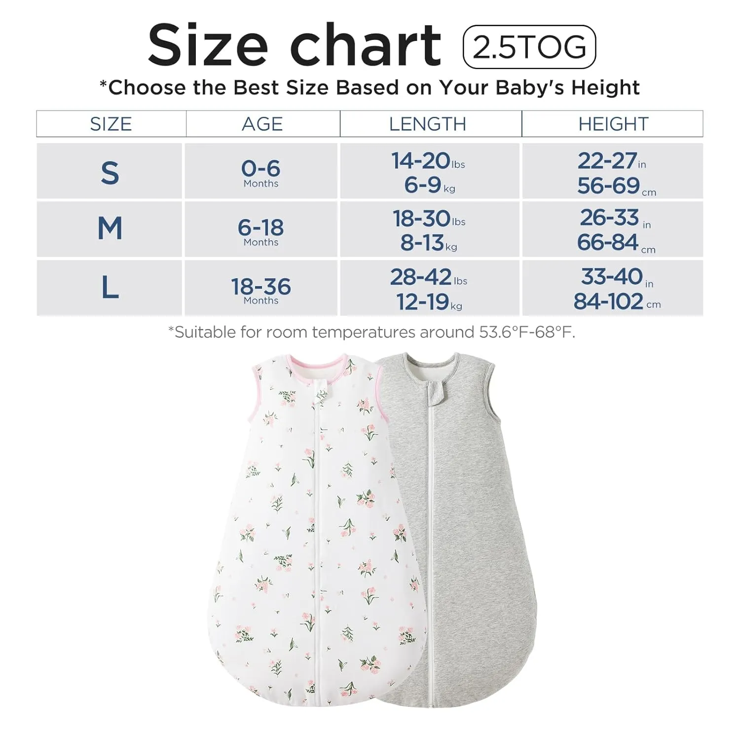 Duomiaomiao 2.5 TOG Baby Sleep Sack 100% Cotton Winter Baby Wearable Blanket, Warm Quilted Comfy Toddler Sleeping Sack