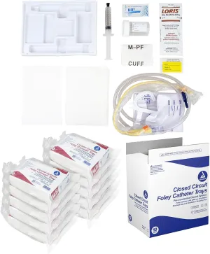 Dynarex Closed System Foley Catheter Trays - Complete, Ready To Use Catheter Kit With Insertion Supplies - Single-Use, Sterile - 14FR, 10 Per Case