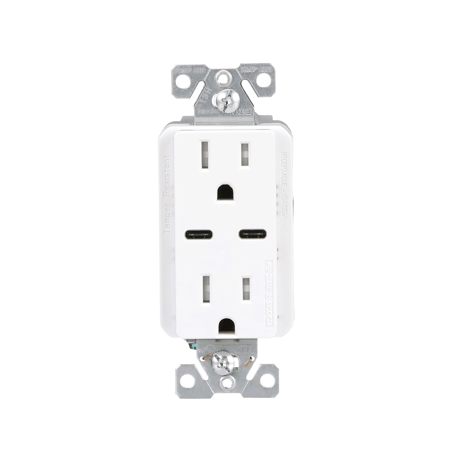 Eaton USB-C Charger with TR Duplex Receptacle Without Wallplate, White