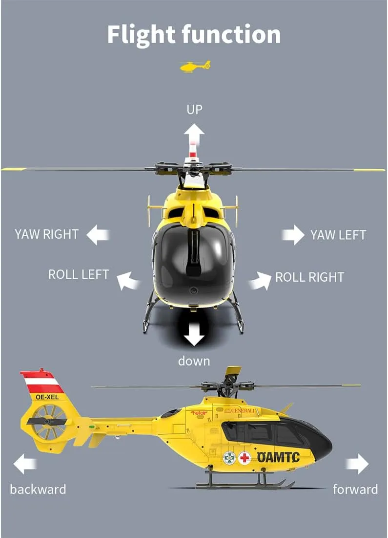EC-135 RC Helicopter for Adults, Remote Control Flying Helicopter, 1/36 Scale 2.4G 6CH RC Electric Airplane, RTF Easy to Beginners