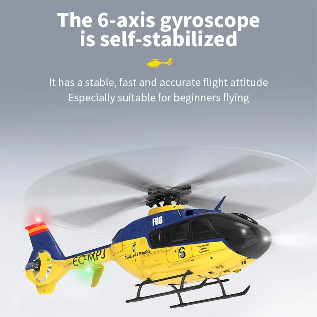 EC-135 RC Helicopter for Adults, Remote Control Helicopter, 1/36 Scale 2.4G 6CH RC Flying Plane, RTF Easy to Beginners