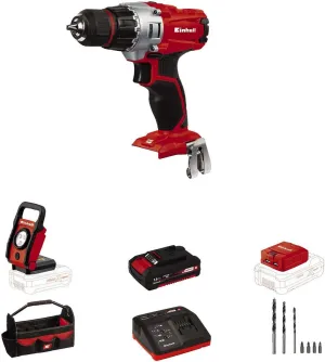 Einhell TE-CD Power X-Change 18-Volt Cordless 1250-RPM MAX 2-Speed 20 1-Torque Setting Workshop Drill/Driver Kit, w/Tool Bag, LED Lamp, Drill Bits, Keyless Chuck, Kit (1.5-Ah Battery   Fast Charger)