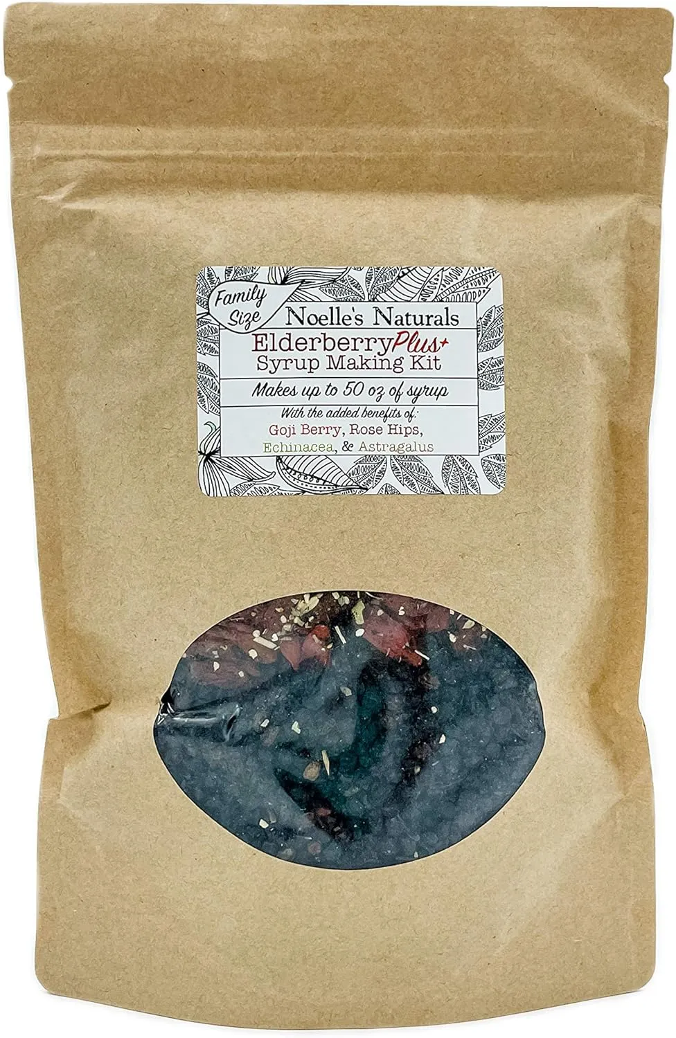 Elderberry Plus  Family Size, Elderberry Syrup Making Kit - Makes 50 oz - Includes Free Brew Bag - Just add Your own Honey - Easy to Make at Home - Natural & Organic Ingredients