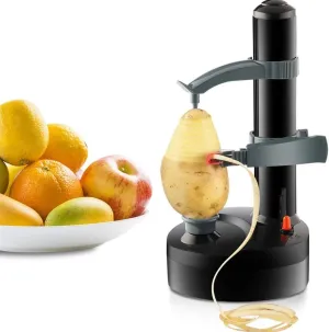 Electric Potato Peeler Potato Express Stainless Steel Automatic Rotating Fruits Fruit Potato Peeler Vegetables Cutter Apple Paring Machine Kitchen Peeling Tool (Black)