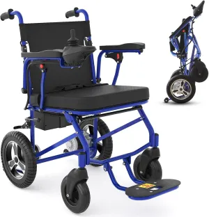 Electric Wheelchairs for Adults,20 Miles Lightweight Foldable Motorized Wheelchair Power Portable Wheelchairs - 500W Motor, Blue