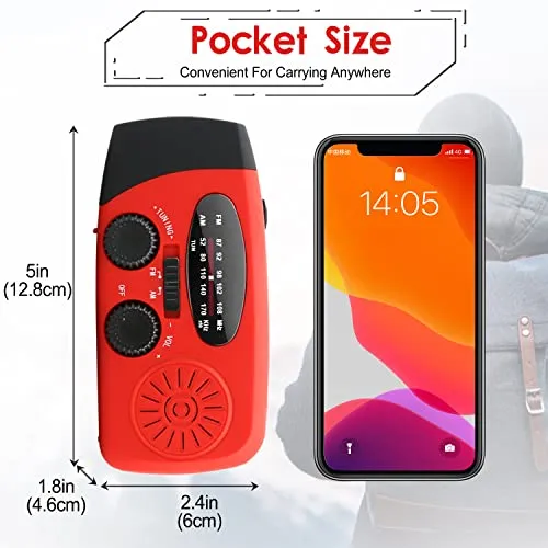Emergency Hand Crank Radio w/ LED Flashlight for Emergency,AM/FM