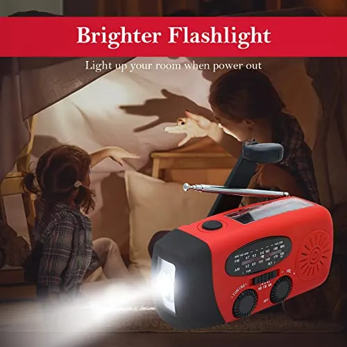 Emergency Hand Crank Radio w/ LED Flashlight for Emergency,AM/FM