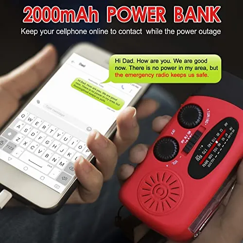Emergency Hand Crank Radio w/ LED Flashlight for Emergency,AM/FM