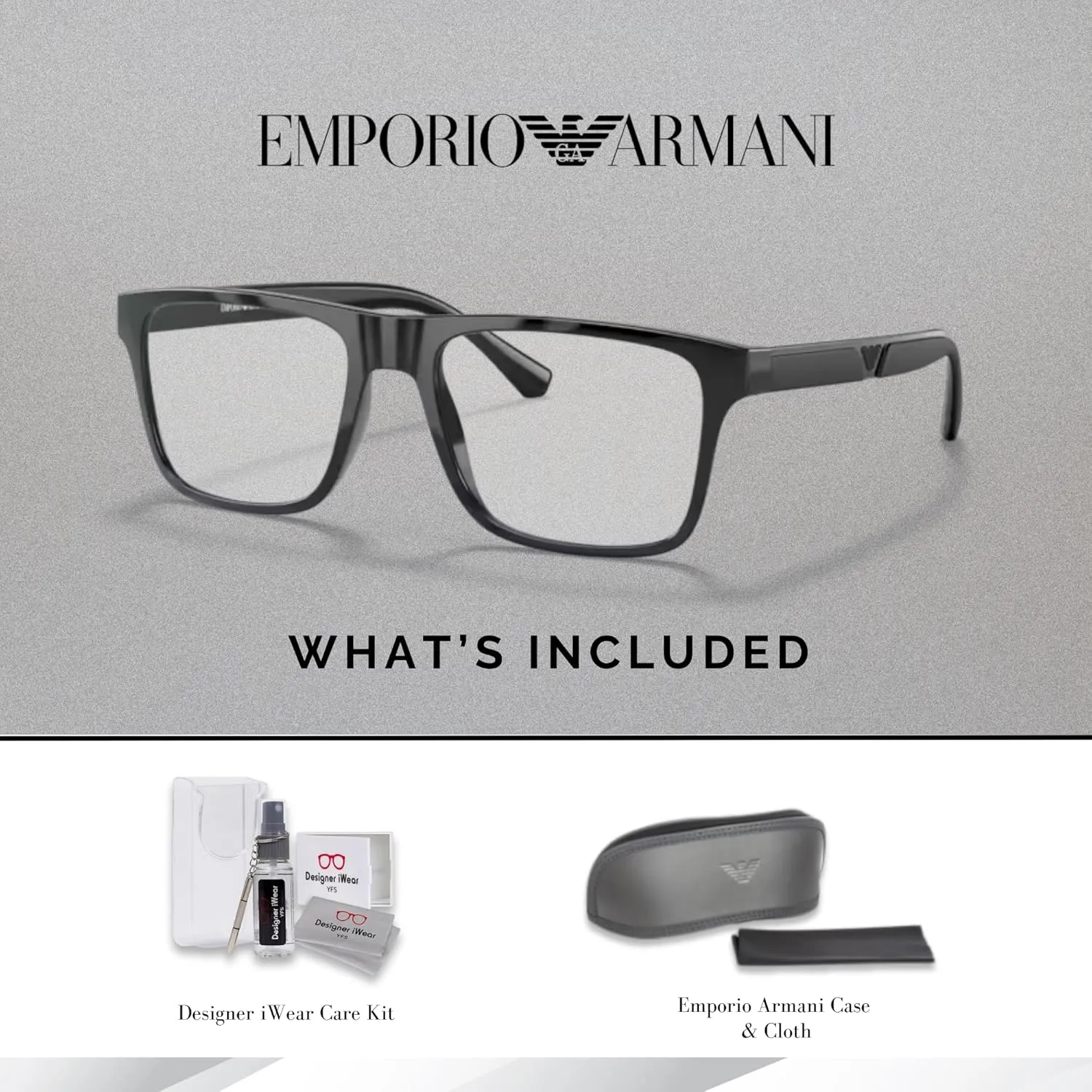 Emporio Armani EA4115 Square Sunglasses for Men   BUNDLE With Designer iWear Complimentary Eyewear Kit