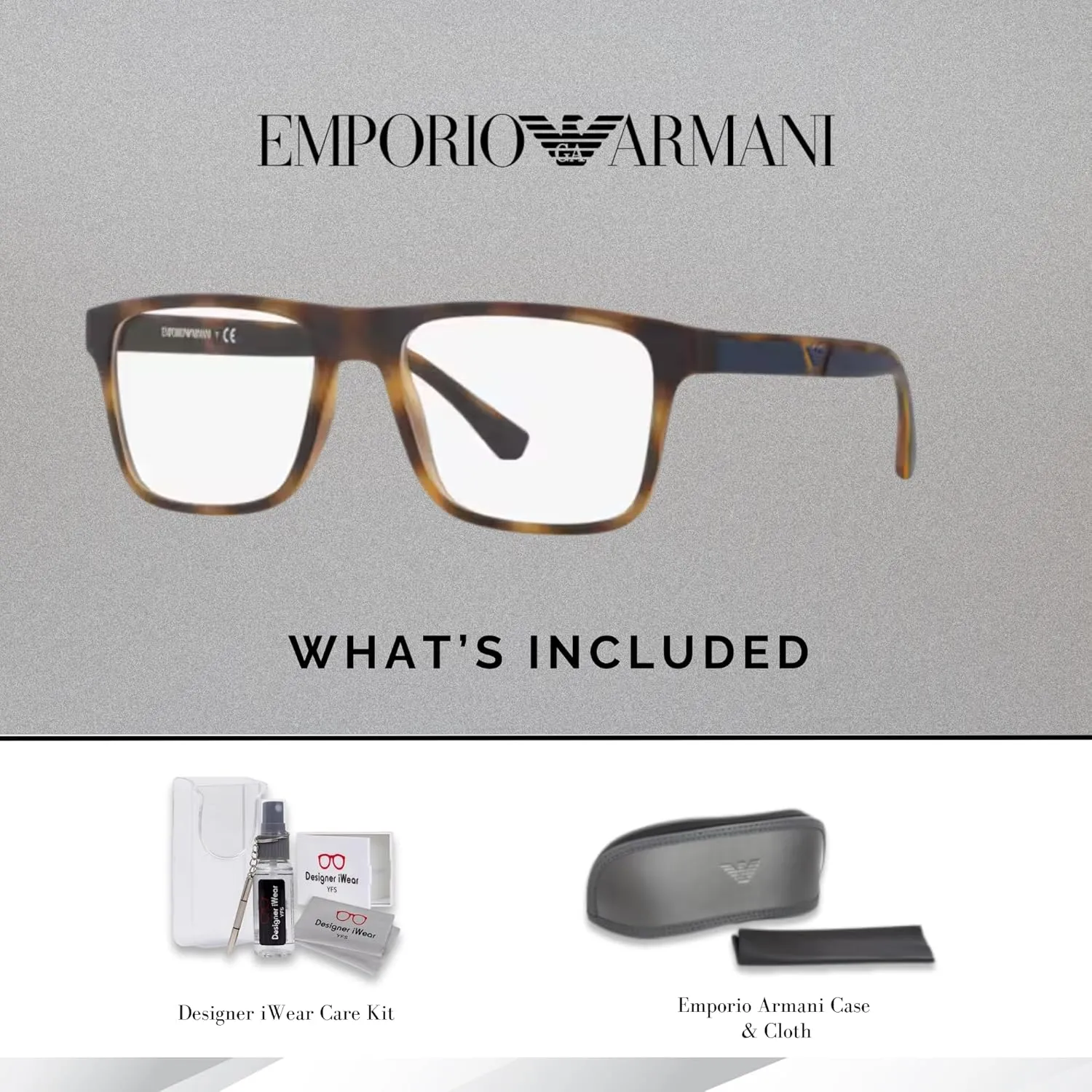 Emporio Armani EA4115 Square Sunglasses for Men   BUNDLE With Designer iWear Complimentary Eyewear Kit