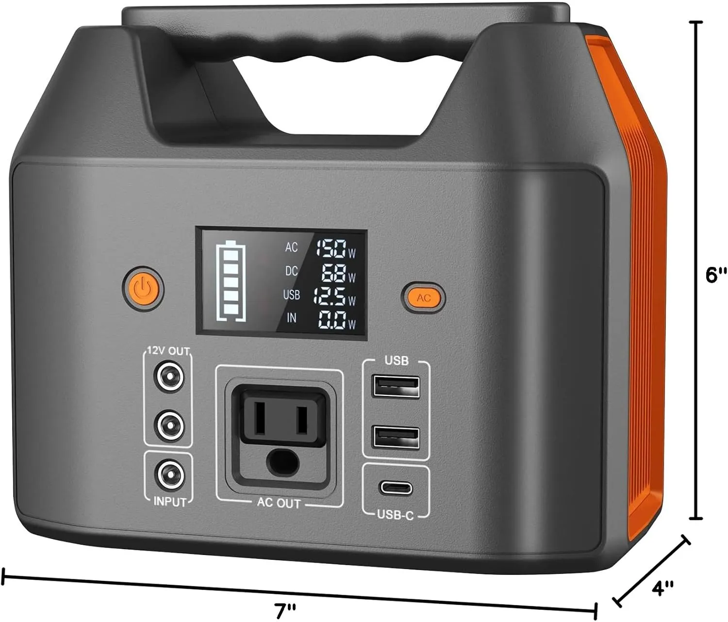 EnginStar Portable Power Station 150W 155Wh Solar Generator 110V 42000mAh Portable Power Bank w/AC Outlet, 6 Outputs External Battery Backup LED Light for Outdoor Camping