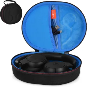 EVA Hard Case for JBL Live 770NC/670NC/660NC/650BT/460NC/400BT/500BT and JBL Tune 770NC/710BT/720BT/700BT/750BT/520BT/510BT/760NC/660NC/500/E45BT Wireless Headphone(Black Case Inside Blue)