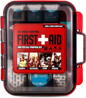 EVERLIT 400 Pcs Emergency First Aid Kit Medical Kit Professional Med Kit Supplies for Preparedness, Survival, Office, School, Home, Disaster, Car, Business, Restaurant