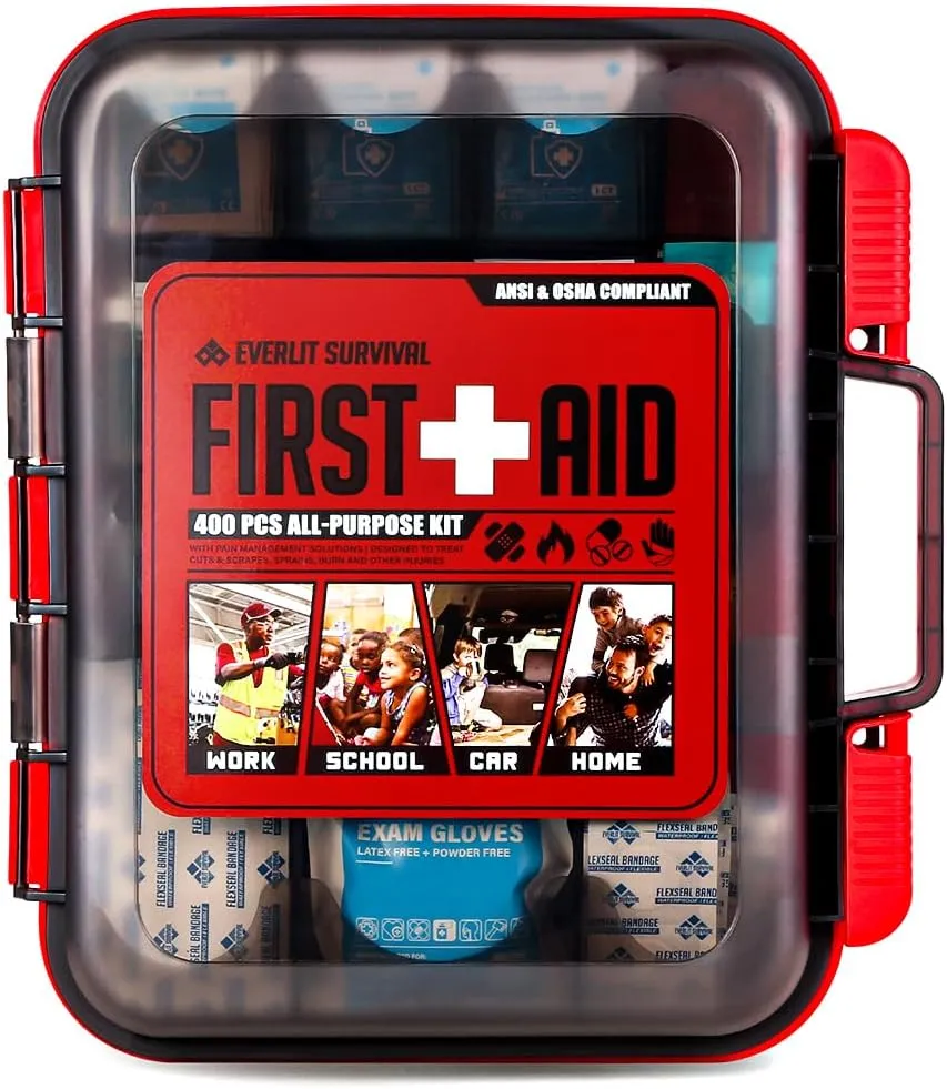 EVERLIT 400 Pcs Emergency First Aid Kit Medical Kit Professional Med Kit Supplies for Preparedness, Survival, Office, School, Home, Disaster, Car, Business, Restaurant