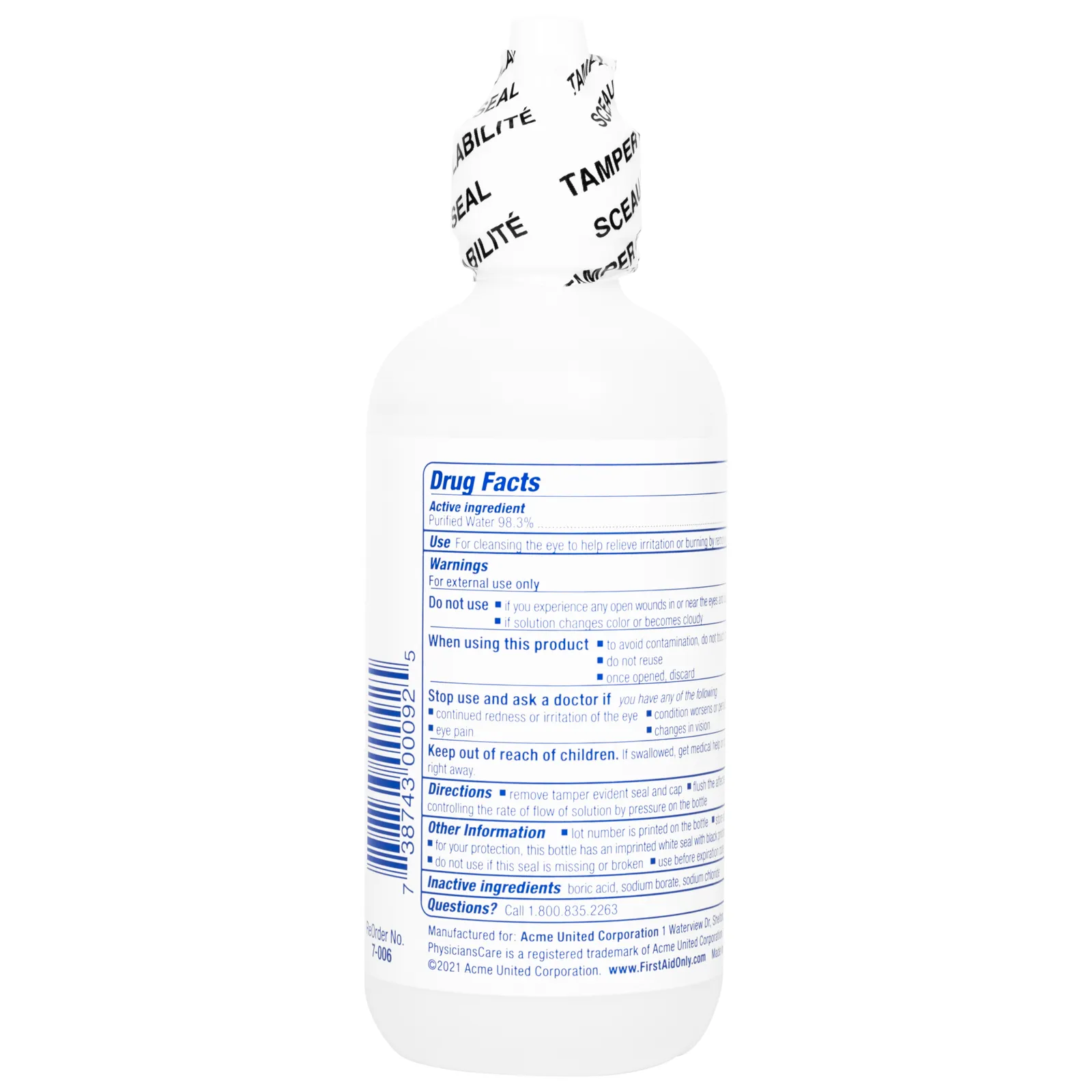 Eye Wash Single Use Bottle