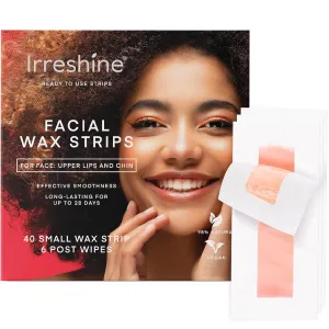 Facial Wax Strips for Hair Removal - Women Face Upper Lip Eyebrow Chin Waxing Hair Remover Kit - Natural & Vegan Ready to Use At Home & Travel, 40 Ct with 6 Wipes
