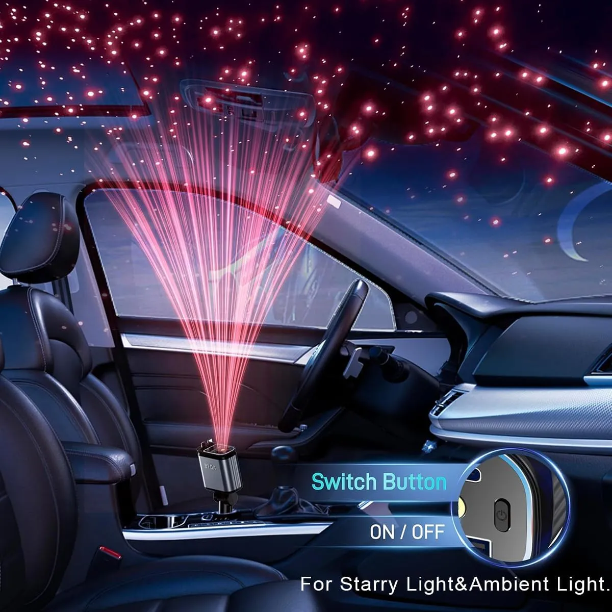 Fast Car Charger 4 in 1 Retractable Car Charger 69W with Starry Light,USB-C Fast Car Accessories,Compatible with All iPhones Android (Grey, Lightning USB-C)