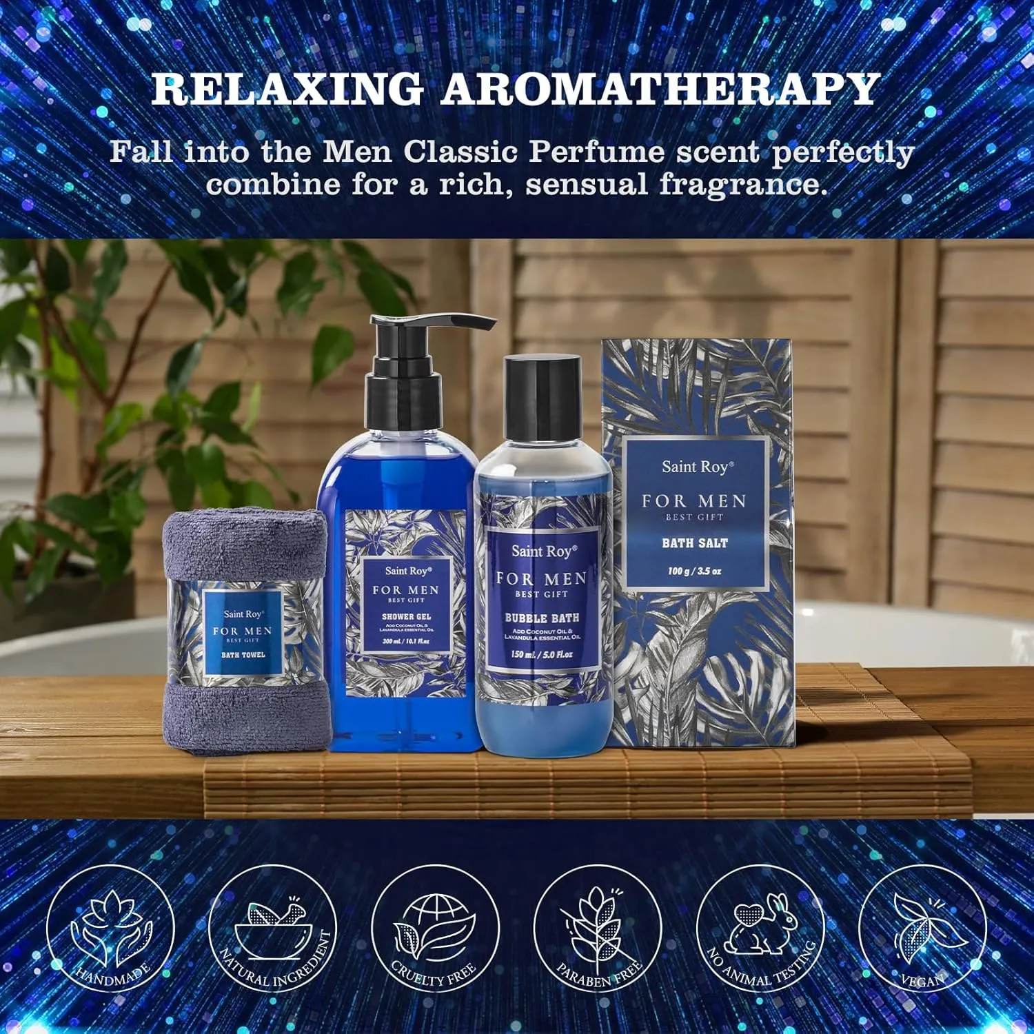 Fathers Day Gift Baskets, Birthday Gifts Spa Kit for Men Classic Perfume Bath Gift Set and Shower Gift Basket for Men Self Care Shaving Kit Mens Bath Beard Spa Gifts Baskets Mens Gift Set beauty kit