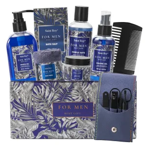 Fathers Day Gift Baskets, Birthday Gifts Spa Kit for Men Classic Perfume Bath Gift Set and Shower Gift Basket for Men Self Care Shaving Kit Mens Bath Beard Spa Gifts Baskets Mens Gift Set beauty kit