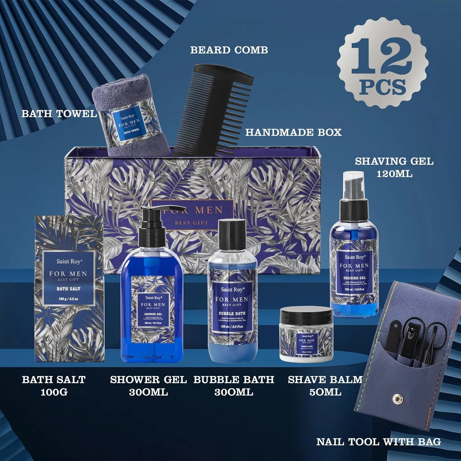 Fathers Day Gift Baskets, Birthday Gifts Spa Kit for Men Classic Perfume Bath Gift Set and Shower Gift Basket for Men Self Care Shaving Kit Mens Bath Beard Spa Gifts Baskets Mens Gift Set beauty kit