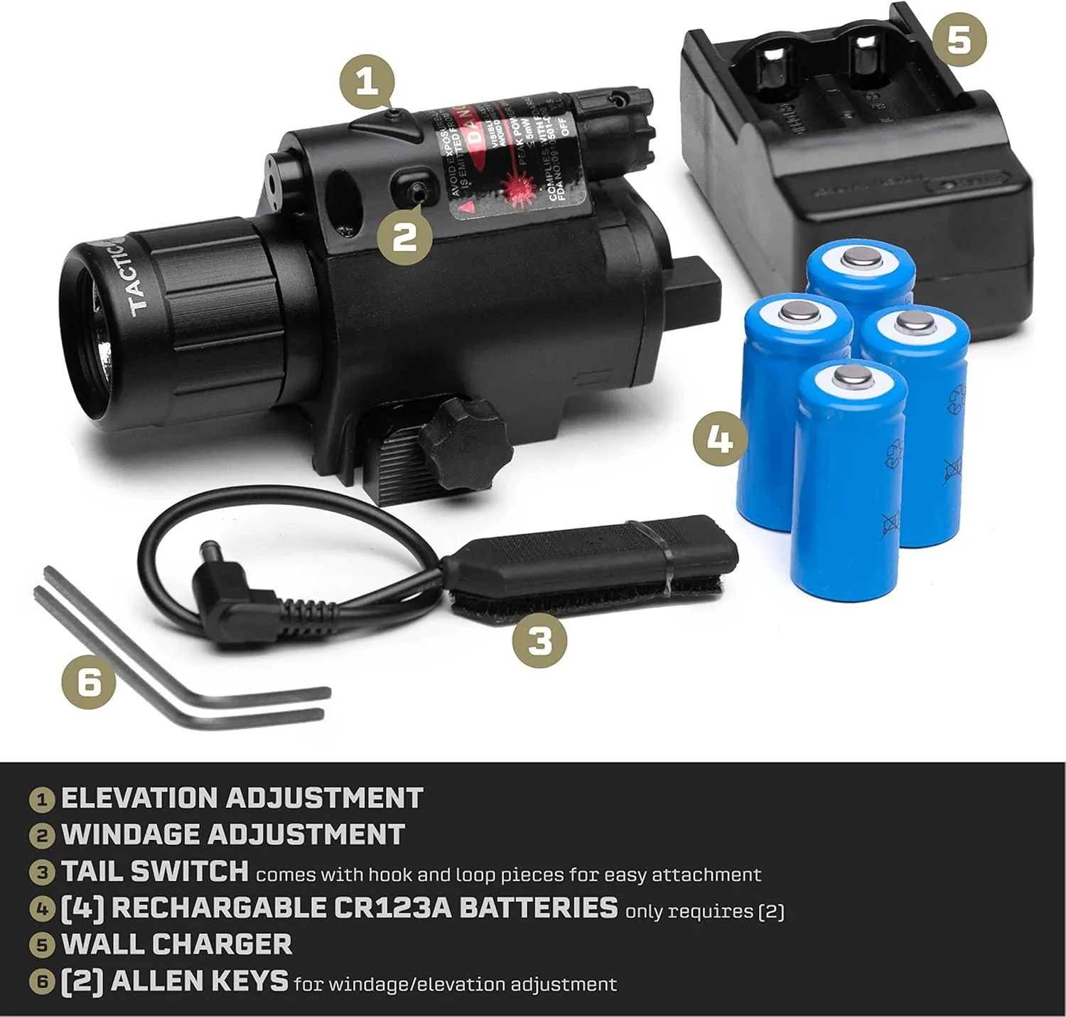 Firefly V1 Red or Green Laser Flashlight with Charger | Combat Veteran Owned Company | Picatinny Rail Mount and Tail Switch | Rifle or Hand Gun