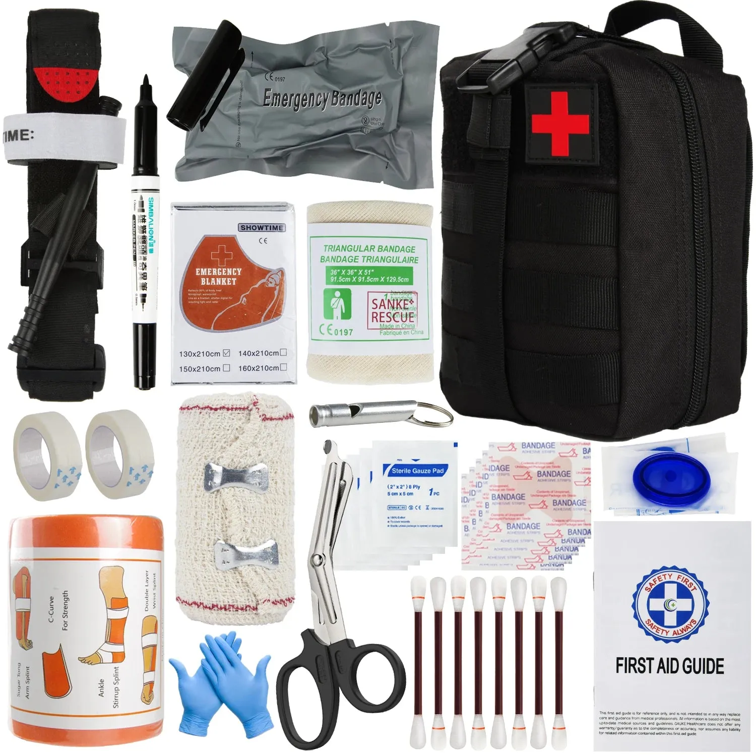 First Aid Kit Outdoor Survival Gear Molle Bag Medical Emergency IFAK Airway Military Tactical Tourniquet Bleeding Israel Bandage