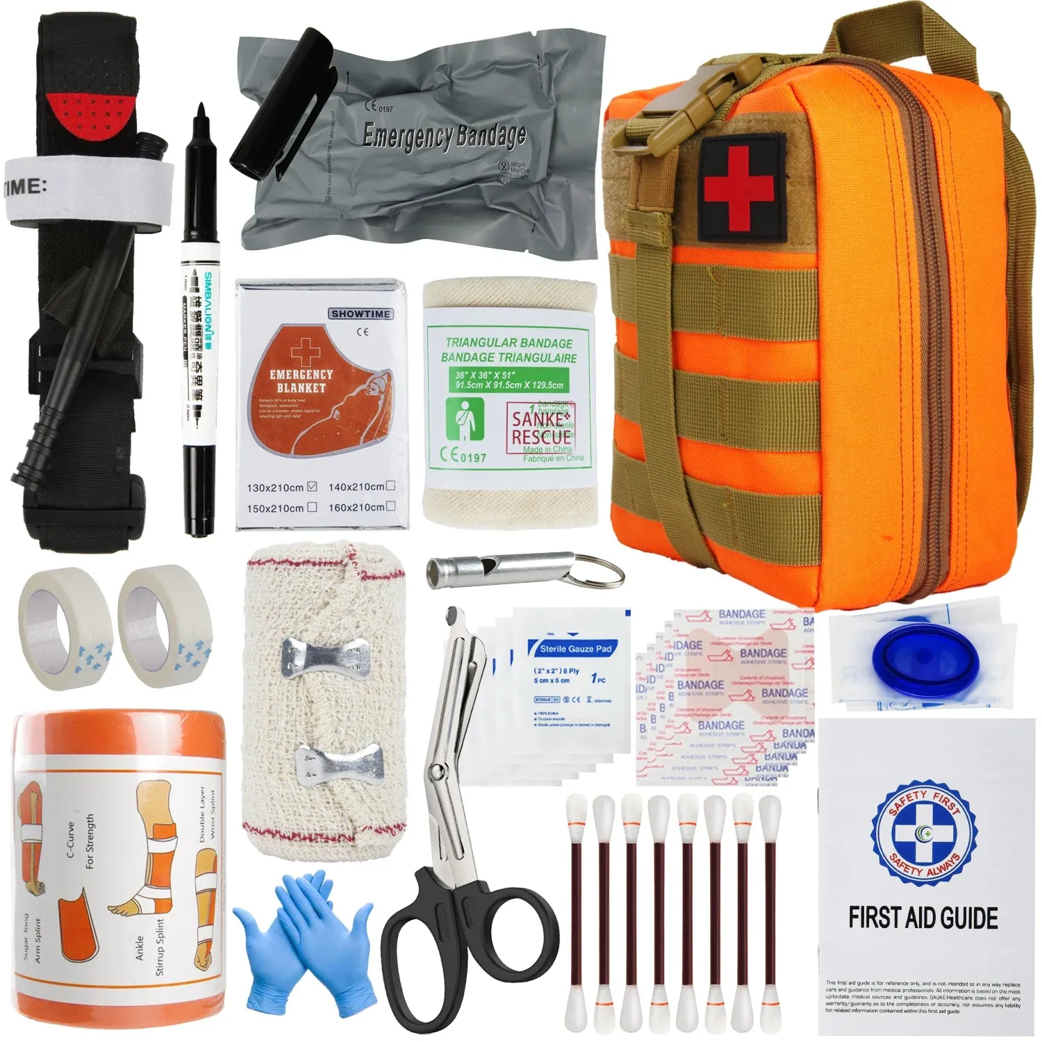 First Aid Kit Outdoor Survival Gear Molle Bag Medical Emergency IFAK Airway Military Tactical Tourniquet Bleeding Israel Bandage