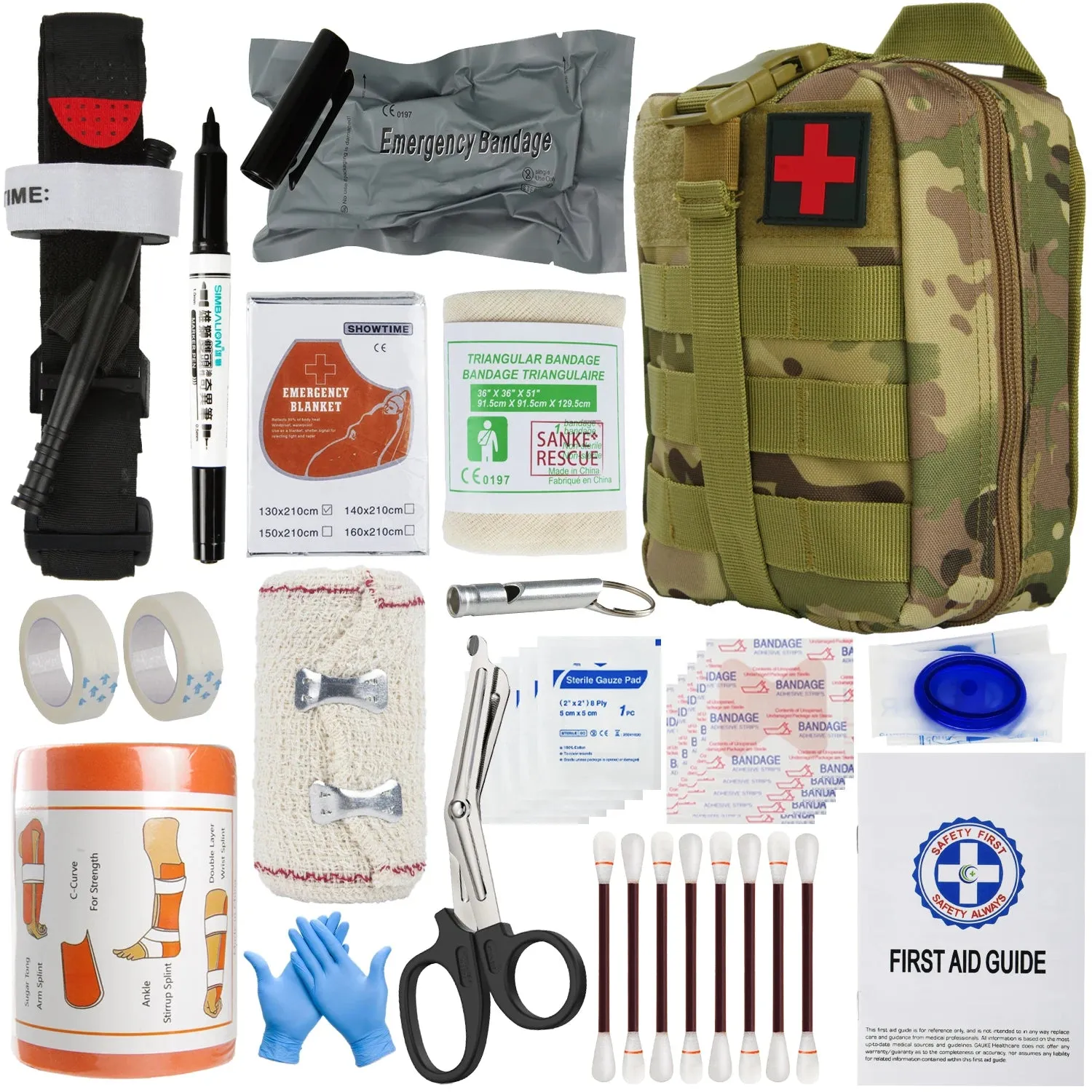 First Aid Kit Outdoor Survival Gear Molle Bag Medical Emergency IFAK Airway Military Tactical Tourniquet Bleeding Israel Bandage