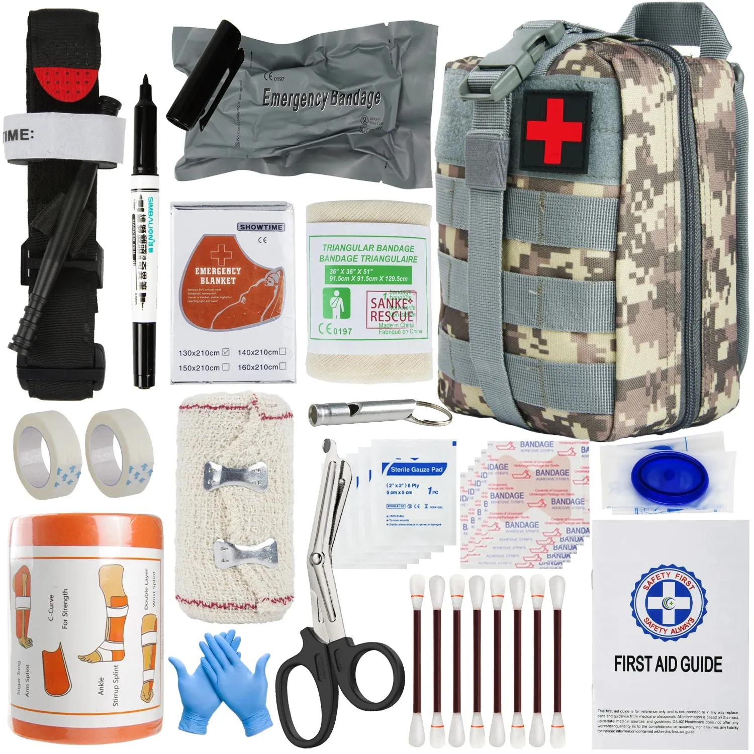 First Aid Kit Outdoor Survival Gear Molle Bag Medical Emergency IFAK Airway Military Tactical Tourniquet Bleeding Israel Bandage