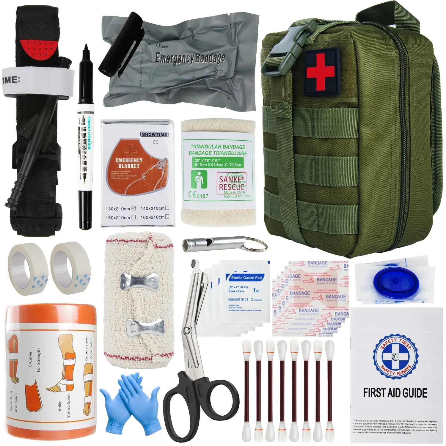 First Aid Kit Outdoor Survival Gear Molle Bag Medical Emergency IFAK Airway Military Tactical Tourniquet Bleeding Israel Bandage