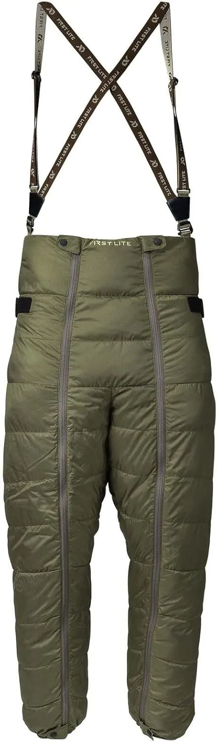 First Lite Men's Whitecloud Down Bib - Warm Packable Hunting Bib Puffy Pants