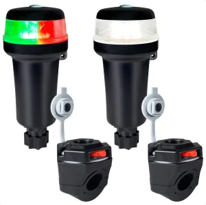 Five Oceans LED Portable Boat Navigation Light Kit, Bi-Color & All-Round Anchor Lights, IP67 Waterproof, Rail Mount, Battery-Powered, for Kayak, Canoe, Inflatable, Boats Up to 39 Ft - FO4820-4822-KIT