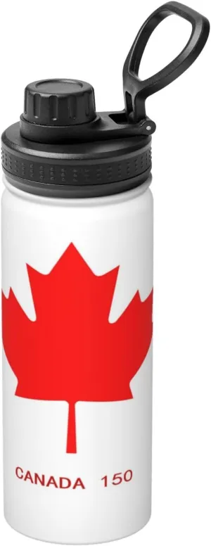 Flag Of Canada Sports Water Bottle 18 Oz Stainless Steel Sports Insulated Kettle for Travel Outdoor Gym